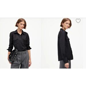 Madewell $128 Western Shirt in Linen Blend Black Size 6 NT505